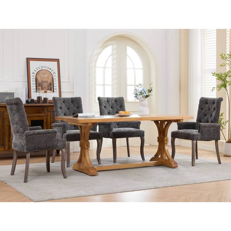 Roomfitters Upholstered Dining Chairs with Barrel Back and Wood Legs, Modern Accent Side Chairs for Living Room