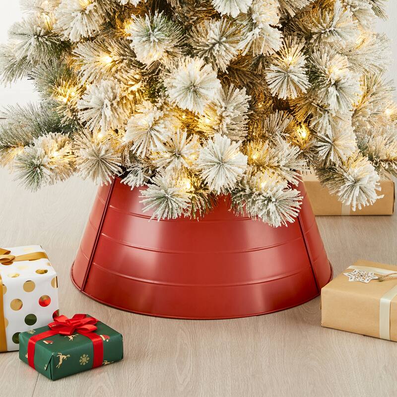 Glitzhome 22"D Christmas Classic Galvanized Metal Tree Collars