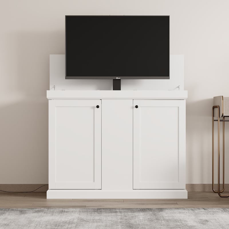 Electric Lift TV Cabinet with Remote Control Fits 50 Inch TVs Modern Media Console