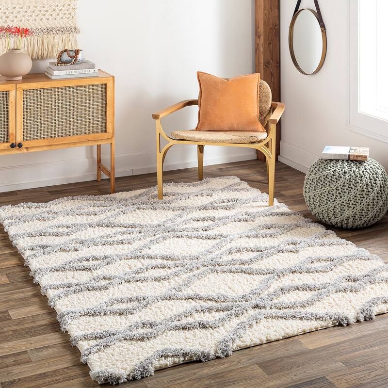 Livabliss Everton Morroccan Area Rug - Cream/Grey - 5' x 7'