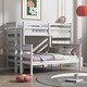 preview thumbnail 4 of 22, Twin over Full Size Solid Wood Bunk Bed with Ladder and Fence for Kids