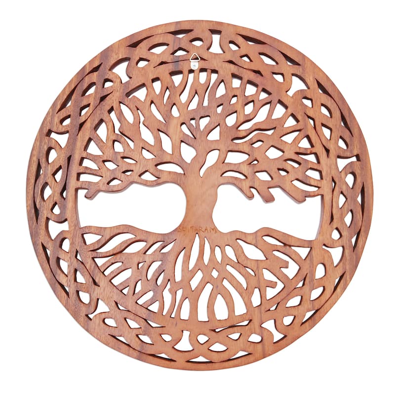 Novica Handmade Celtic Tree Wood Relief Panel