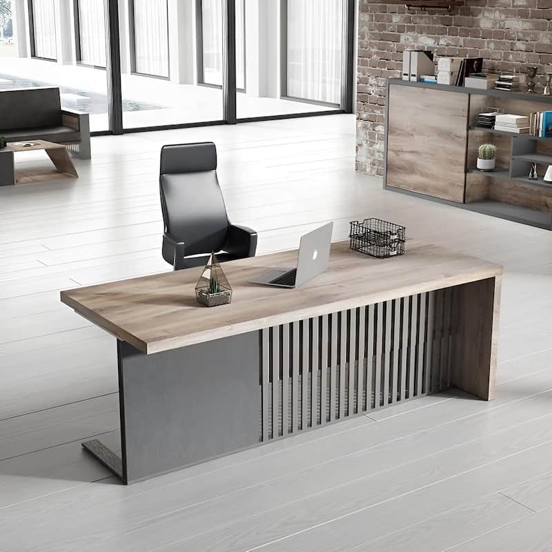 WESOME Modern Executive Office Desk Computer Bussiness Desk with Cable Management