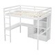 preview thumbnail 6 of 9, White Modern Full Size Loft Bed with Built-in Desk, Storage Shelves and Drawers for Bedroom