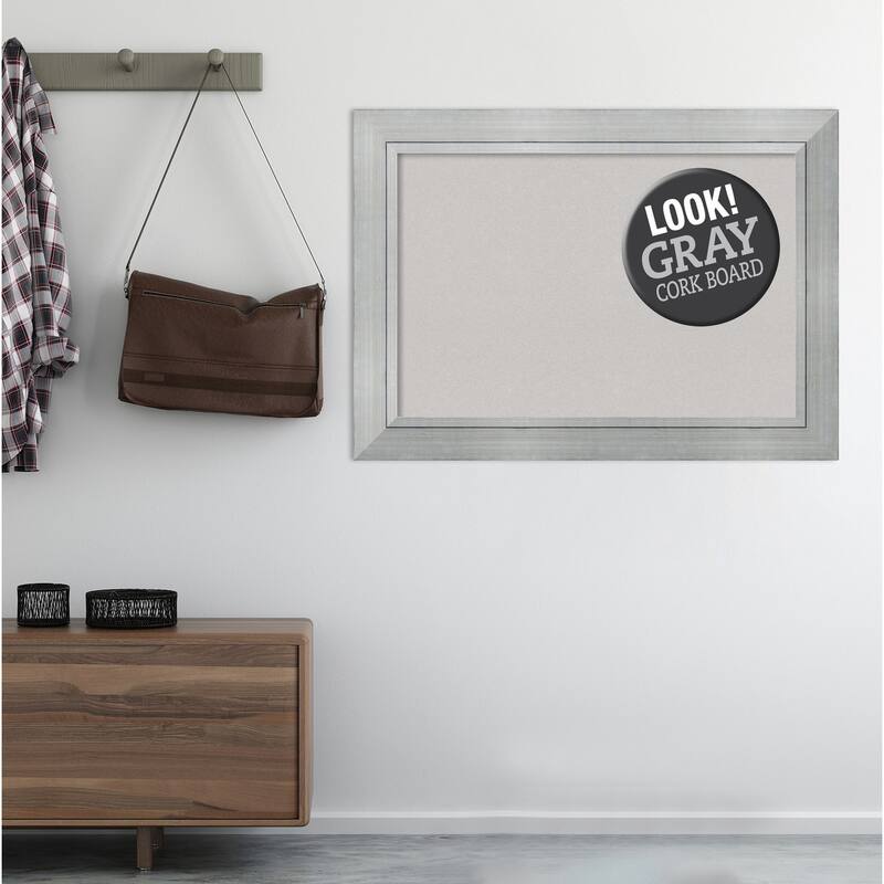 Framed Grey Cork Board, Romano Silver