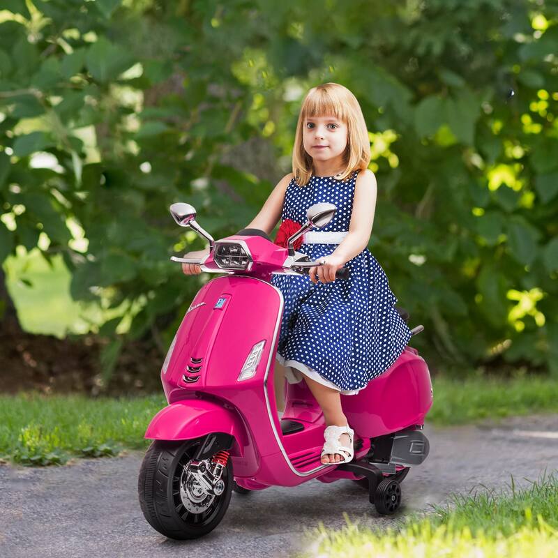 6V Kids Electric Motorcycle Stylish Battery Powered Motorbike with Music, Pink Ride on Car with Headlight
