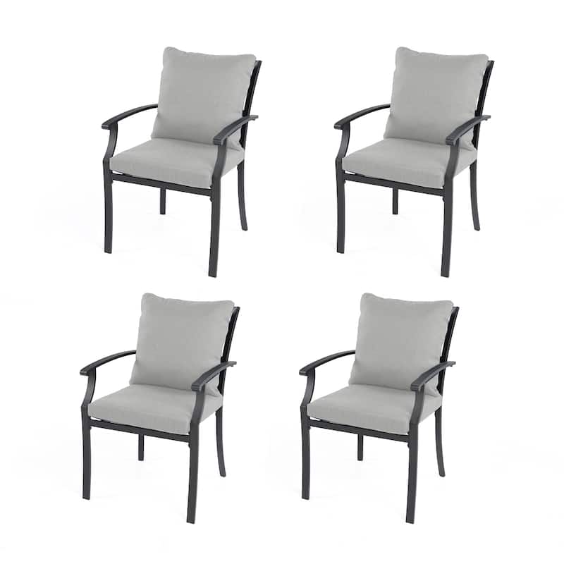 IvyGlow 4-Piece Metal Patio Dining Chairs with Gray Cushions