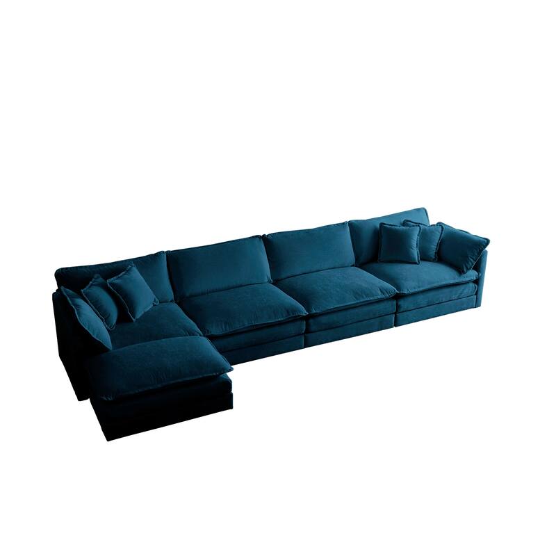 GDFStudio - Crisp Chenille Sectional Sofa with 1 Ottoman