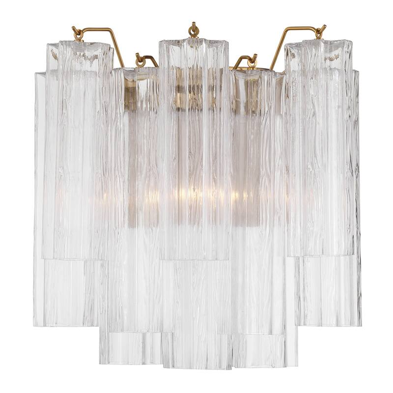 Crystorama Lighting Group ADD-303-CL Addis 2 Light 15" Tall Wall - Aged Brass