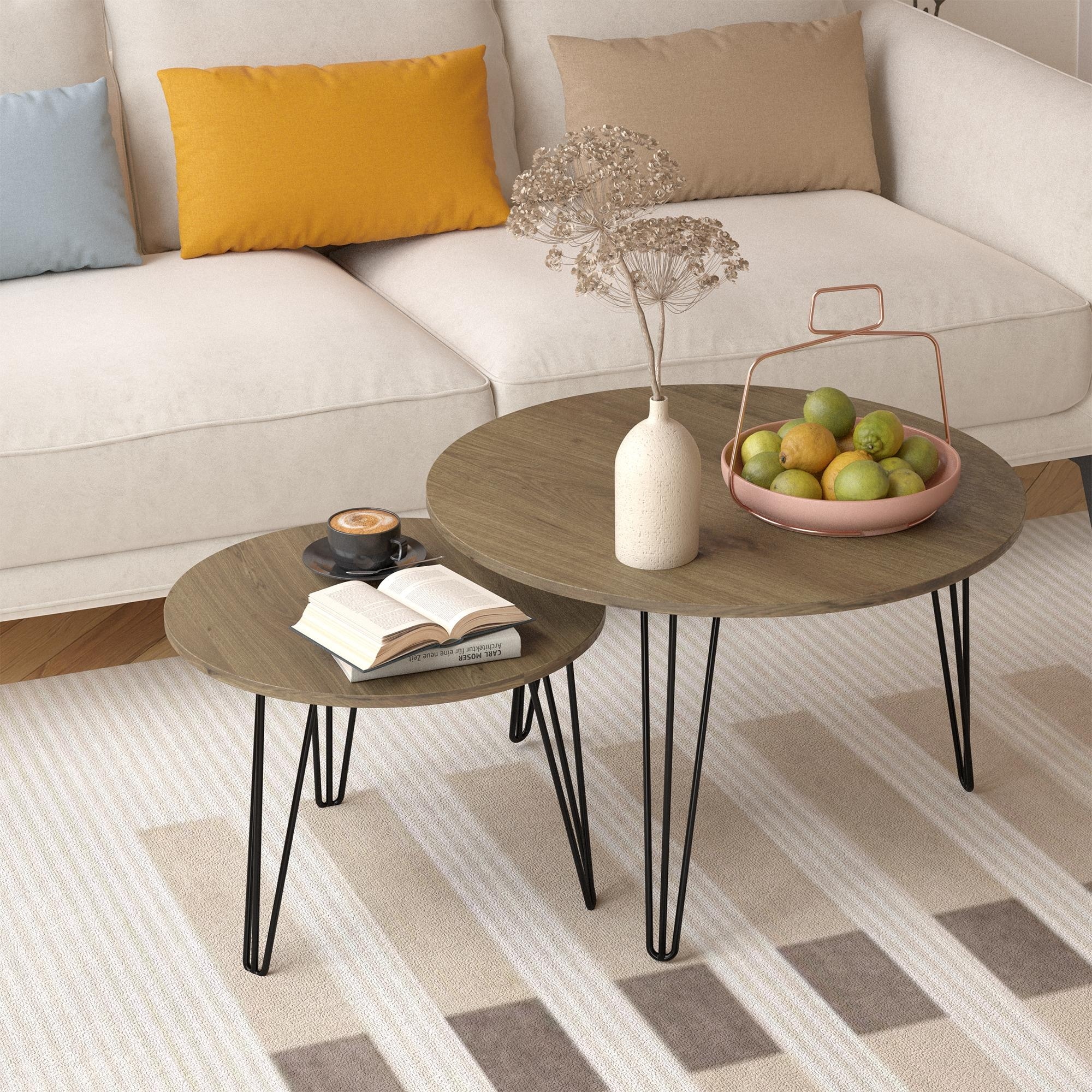 Round Nesting Coffee Table Set of 2