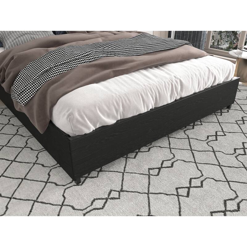 King Size Platform Bed with LED Lights And Charging Station , 4 Drawers, RGB Headboard Lighting, USB Ports