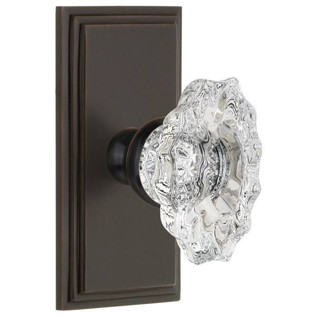 Grandeur Carre Solid Brass Rose Single Dummy Door Knob with Biarritz - Timeless Bronze