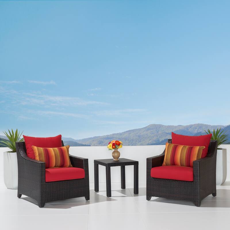 Deco 3 Piece Aluminum Outdoor Patio Club Chairs & Side Table