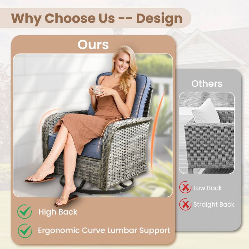 XIZZI 7-Piece Patio Wicker Furniture Conversation Swivel Chairs Set