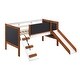 preview thumbnail 9 of 7, Stylish & Simple Twin Loft Bed with Built-in Slide and Chalkboard Panels, Solid Construction & Versatility galore, Cherry Oak