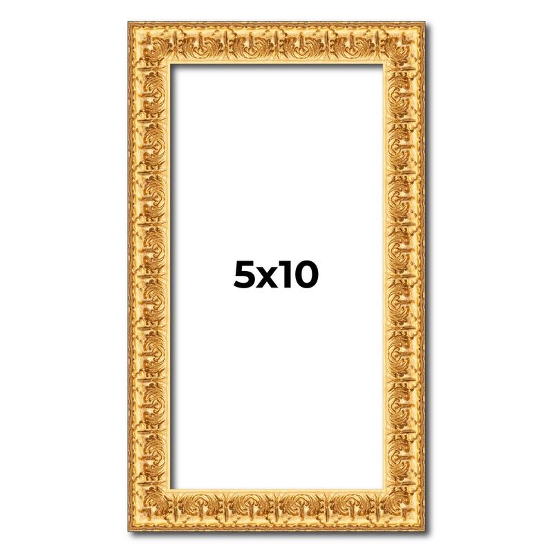 5x10 In Frame Gold Real Wood Picture Frame Width 1 inches | Interior