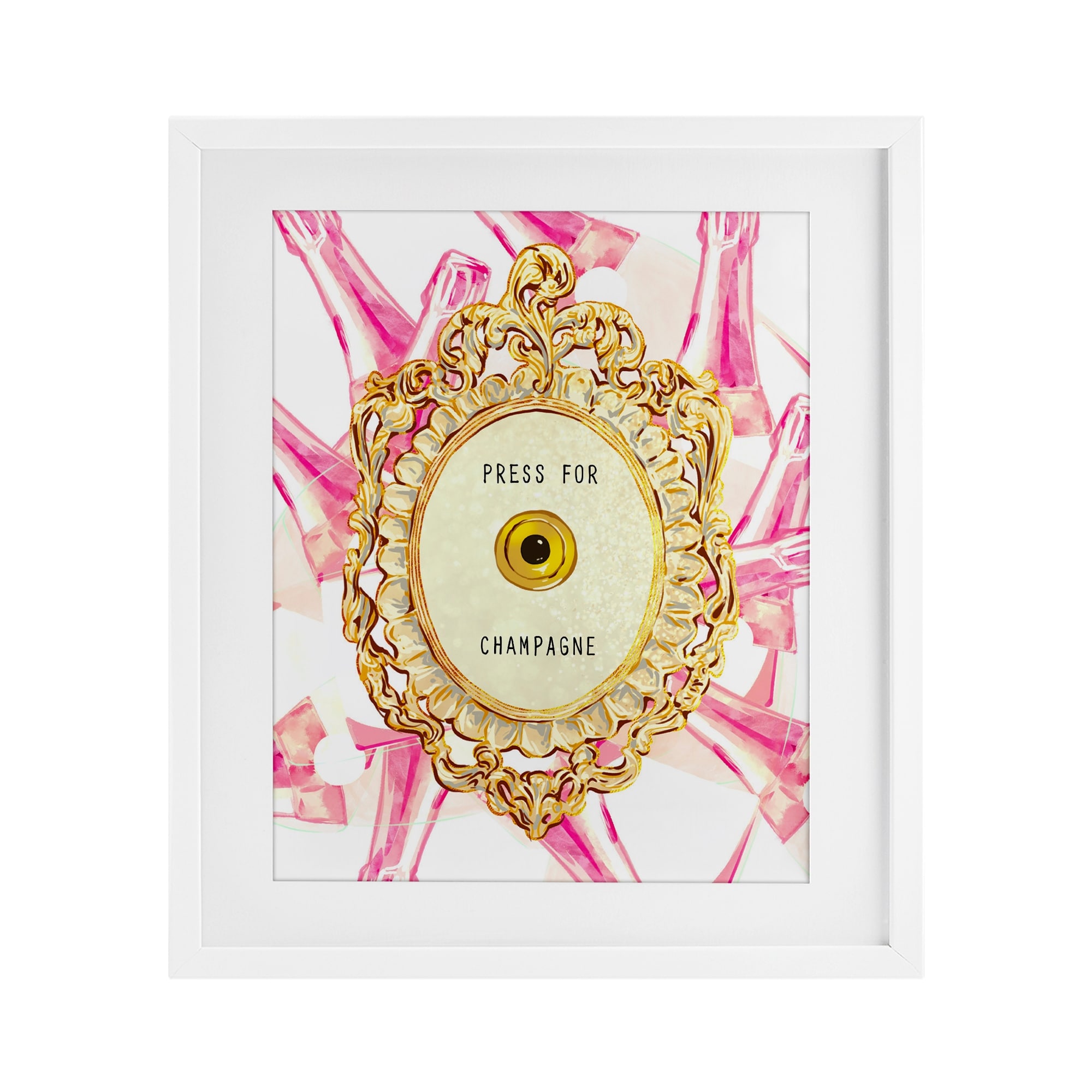 Stupell Champagne Doorbell with Pattern Under Glass Framed Design By Ziwei Li