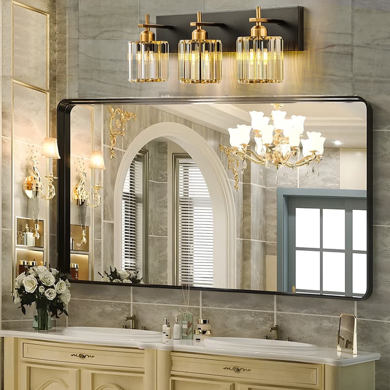 Mid-Century Modern Dimmable Bathroom Vanity Light Crystal Glass Wall Sconce