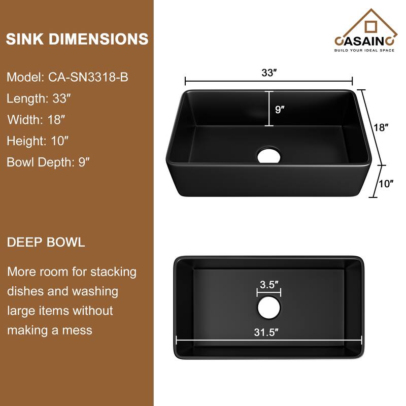 Premium Fireclay Farmhouse/Apron-Front Single Bowl Kitchen Sink with 3-Function Pull-Down Kitchen Faucet Combo