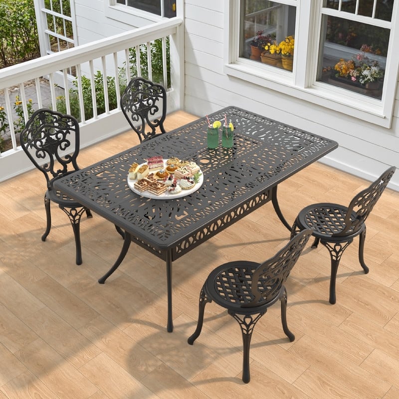 Traditions 5-Piece Patio Outdoor Dining Set with 4 Dining Chairs and Rectangular Dining Table, Rust Free
