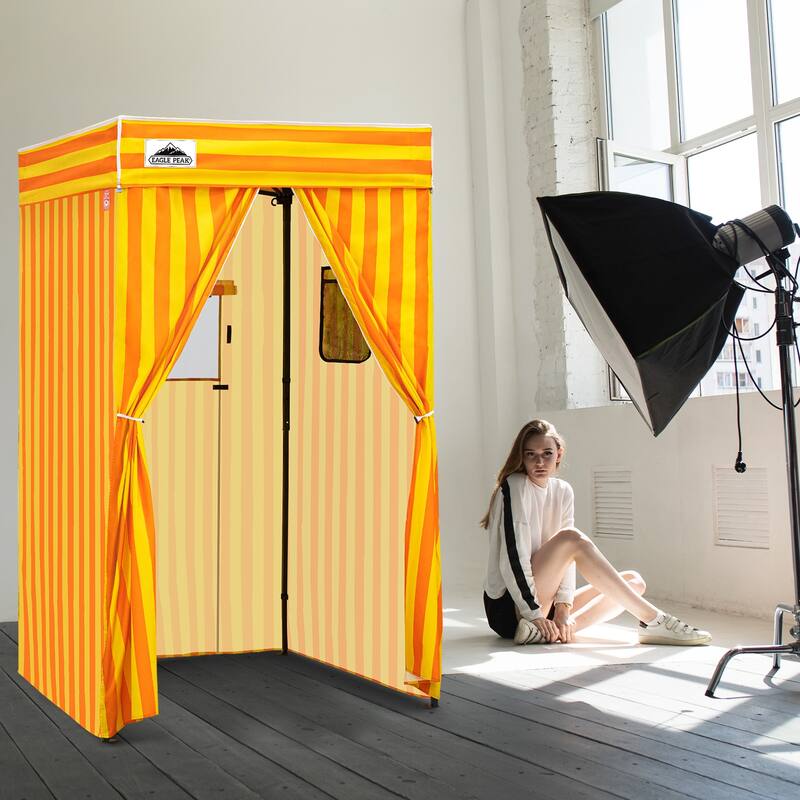 EAGLE PEAK Flex Compact 4x4 Pop-up Canopy Changing Room, Portable Privacy Dressing Room - Yellow and Orange