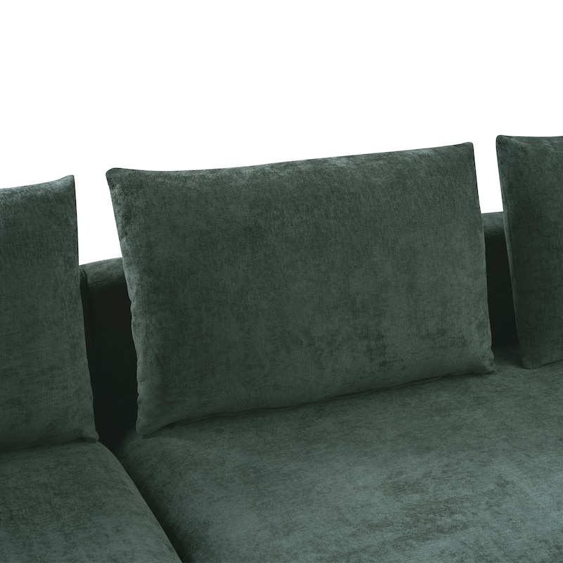 93.7" Chenille L-Shaped Sectional Sofa with Wooden Storage Compartment and Deep Seating