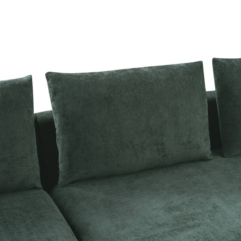Chenille Upholstered Cloud Sofa L-Shaped Couch with Chaise Lounge & Storage