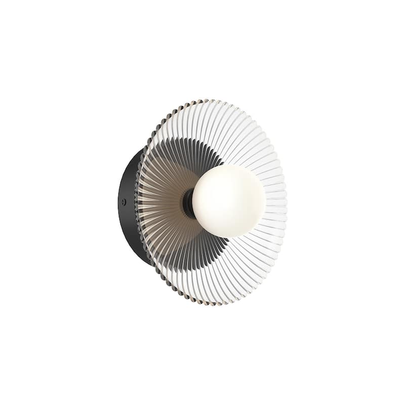 Alora Lighting WV417510 Hera 9" Tall LED Wall Sconce - Matte Black / Clear Ribbed
