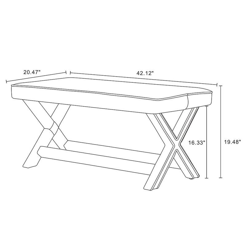 Manhattan Comfort Abigail Mid-Century Modern Velvet Upholstered Bench