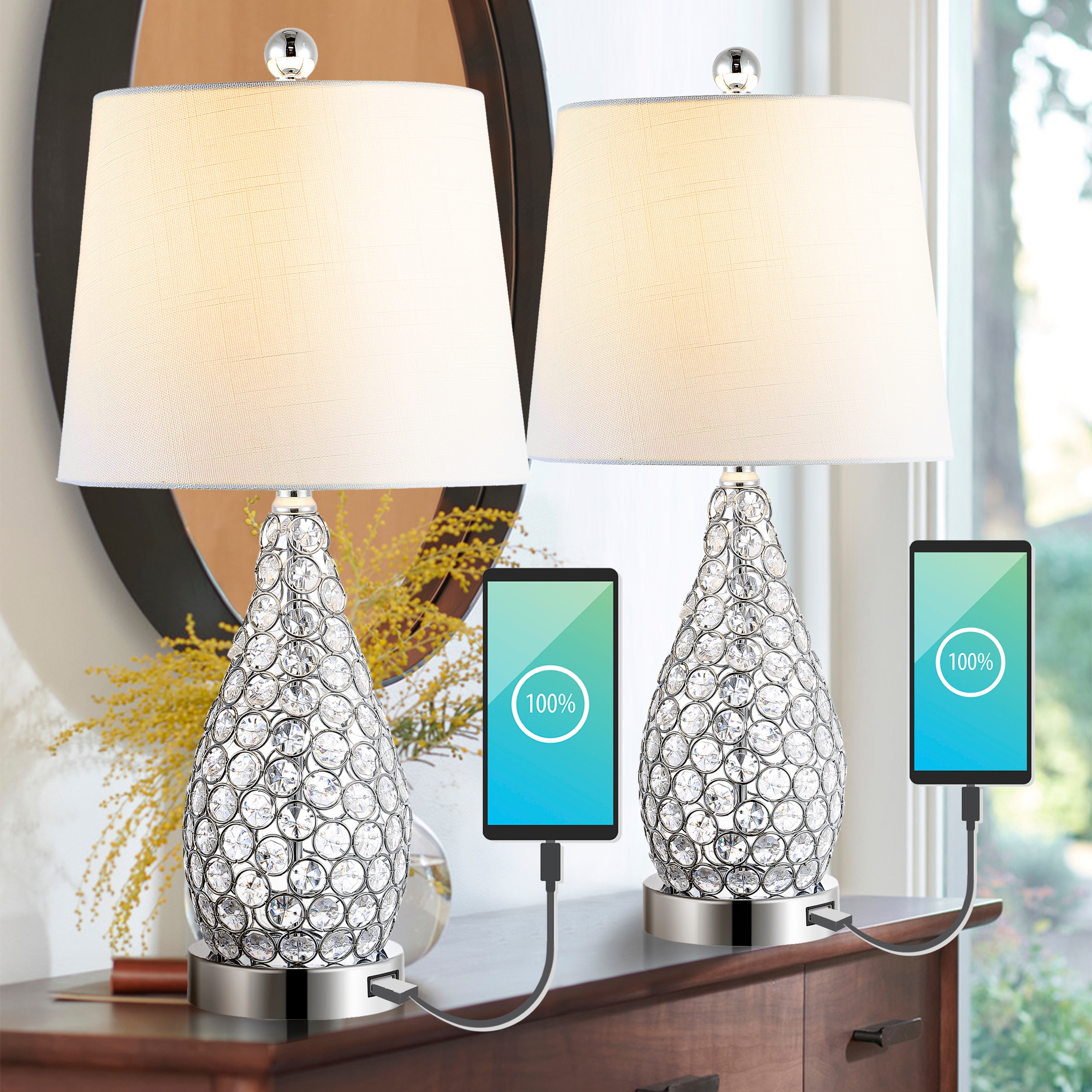 Mid century lamp set cheap