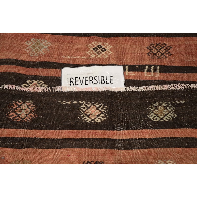 Hand Woven Oriental 100% Wool Carpet Southwestern Tribal Oranges & Rust Kilim Area Rug - 11' 6'' X 5' 11''