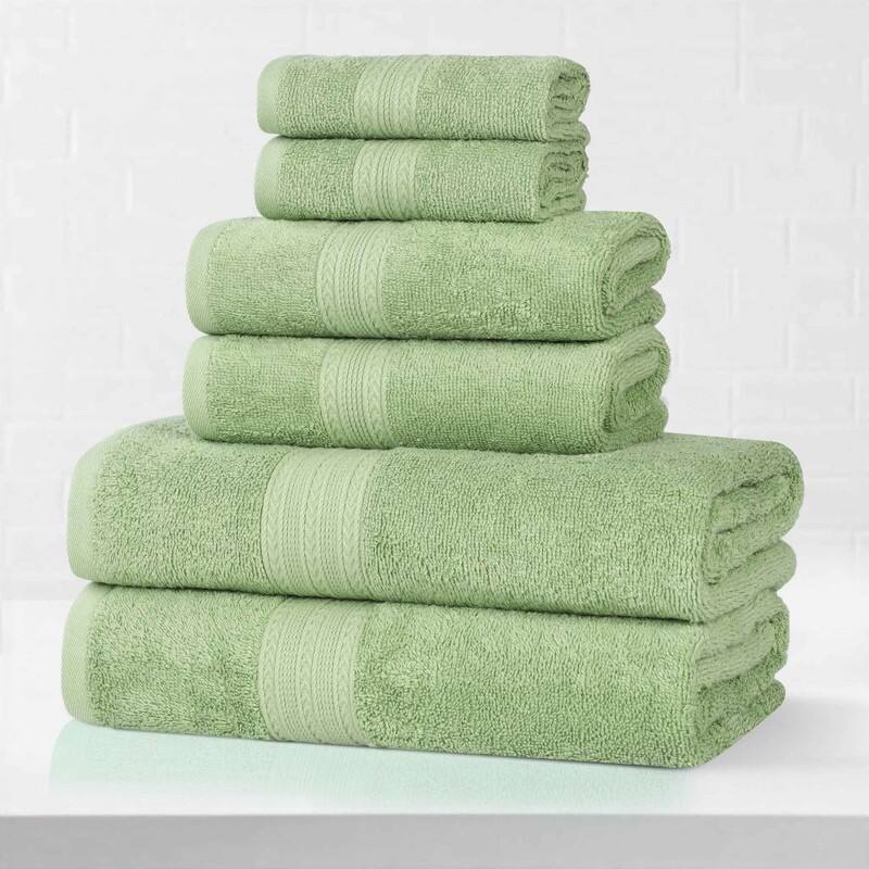 Eco-Friendly Sustainable Cotton 6-Piece Bathroom Towel Set - Terrace Green