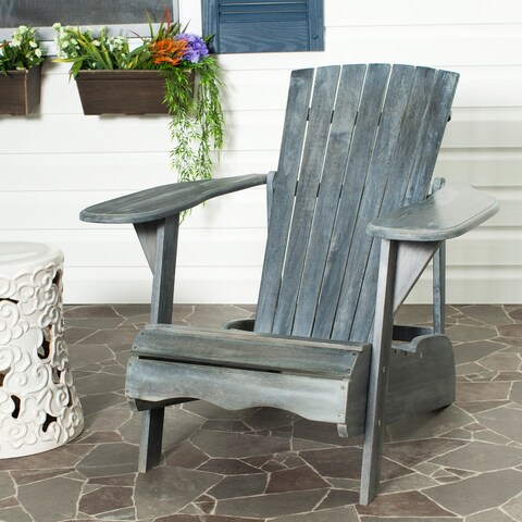 SAFAVIEH Outdoor Living Mopani Adirondack Ash Grey Acacia Wood Chair