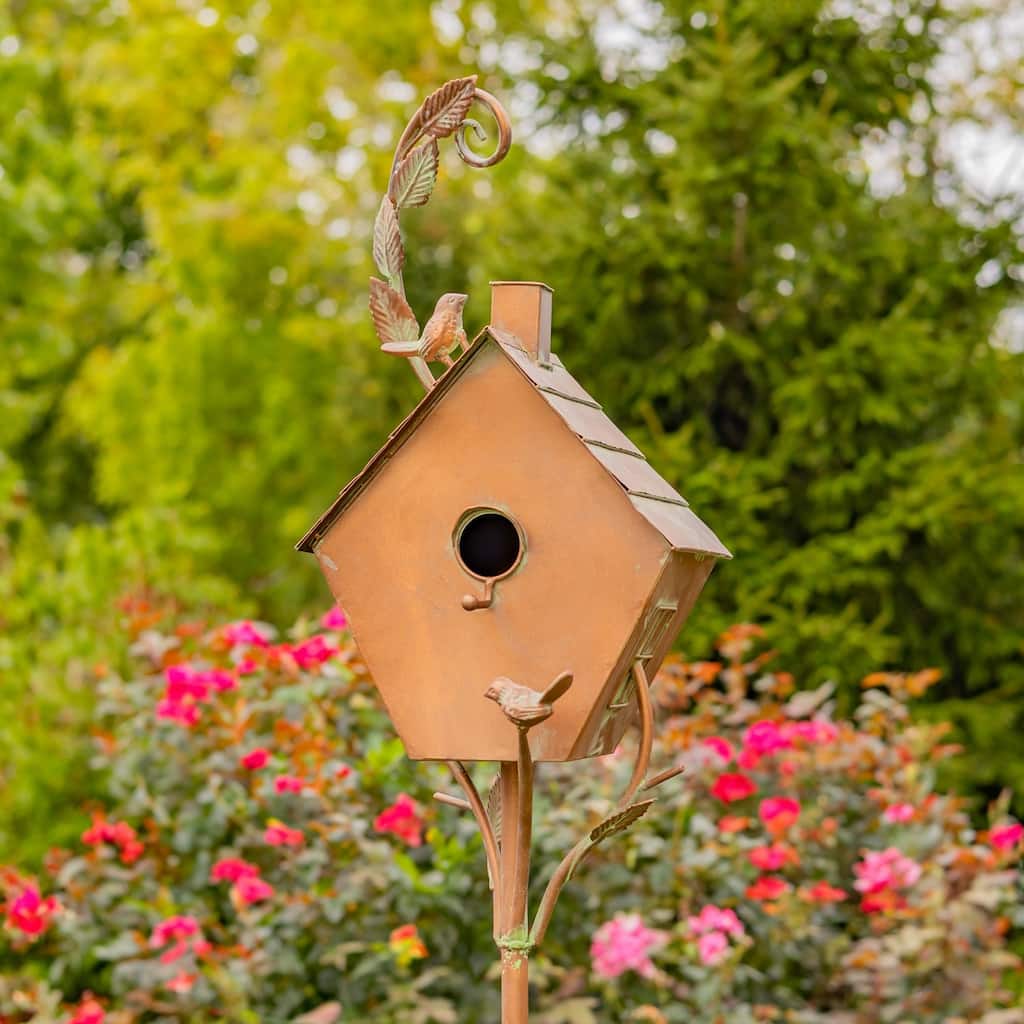 Antique Copper Saran Birdhouse Stake "Sherry"