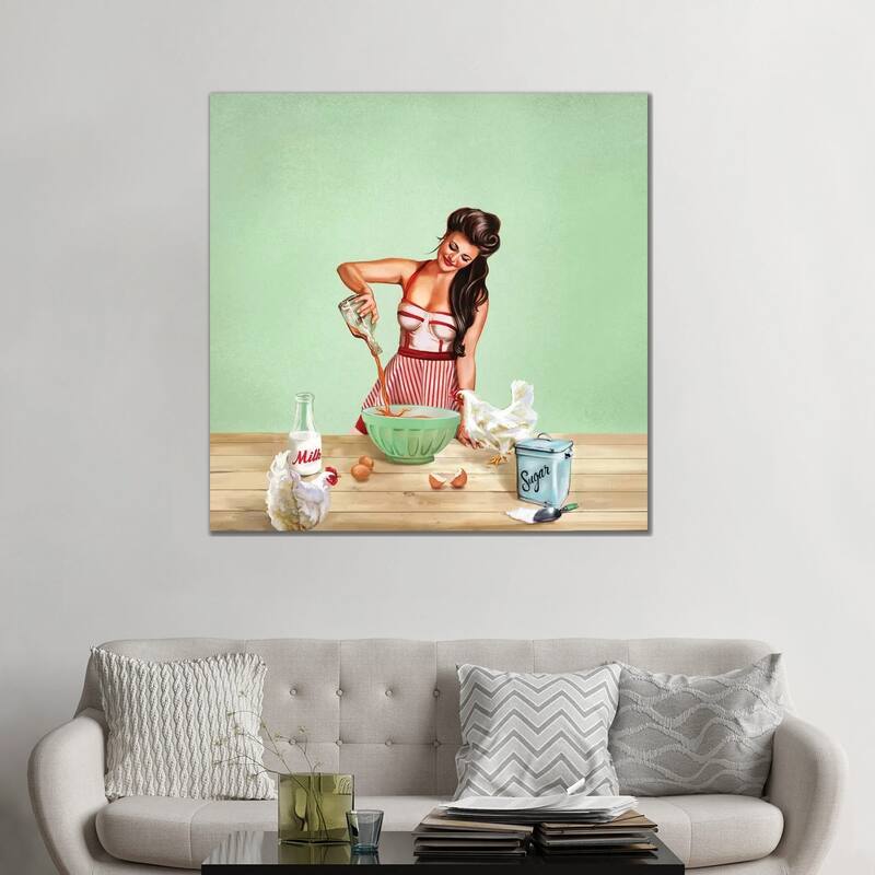 iCanvas "Bourbon Chickens Pinup Tray" by The Whiskey Ginger Canvas Print