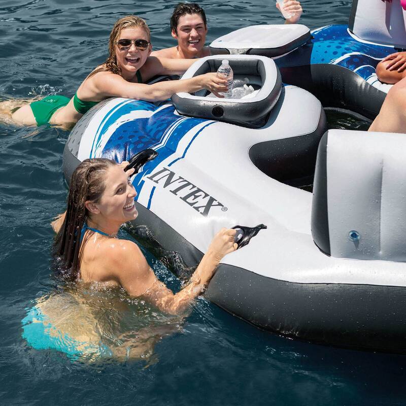 Intex Blue Tropic Inflatable Lake Island Water Float with Cooler and Cupholders - 46.5