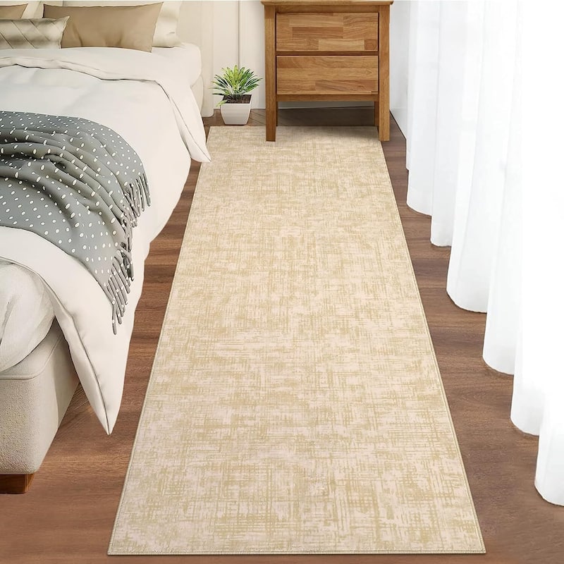 Modern Abstract Area Rug for Living Room, Throw Floor Carpet for Home Décor, Beige - 2' x 3'