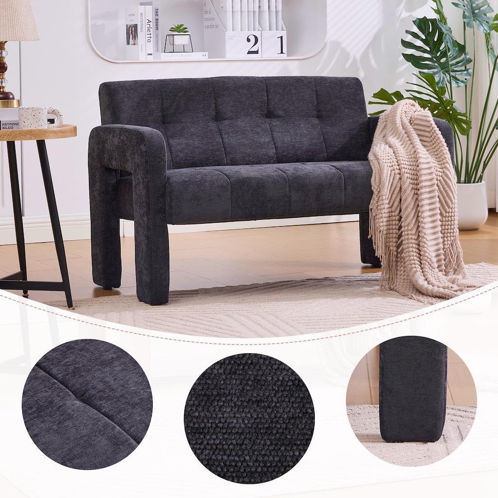 Modern 2-Seater Sofa Armchair with Chenille Fabric, for Living Rooms, Bedrooms, Lounges and Reading