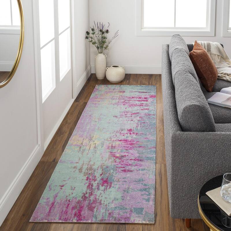 Livabliss Modern & Contemporary Felicity Abstract Area Rug - 2'6" x 8' - Purple