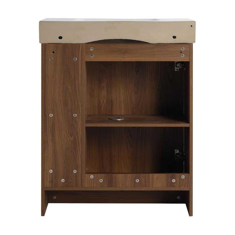 28 Inch Freestanding Bathroom Vanity Cabinet with Ceramic Sink,1 Soft Close Door and 3 Shelves