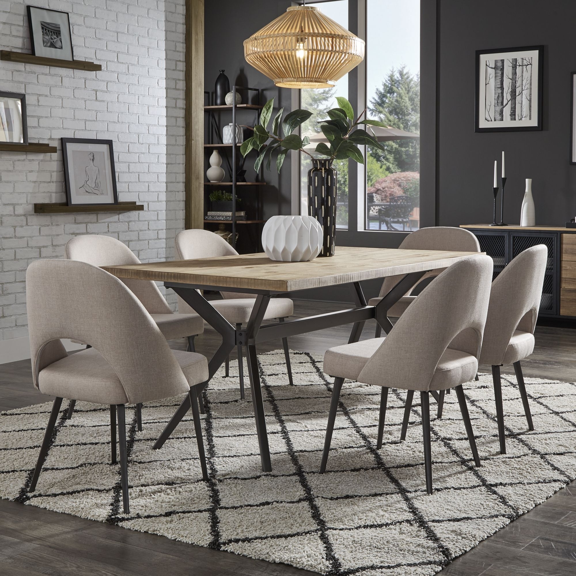 Shop Presley Black Finish Light Pine Dining Table By Inspire Q