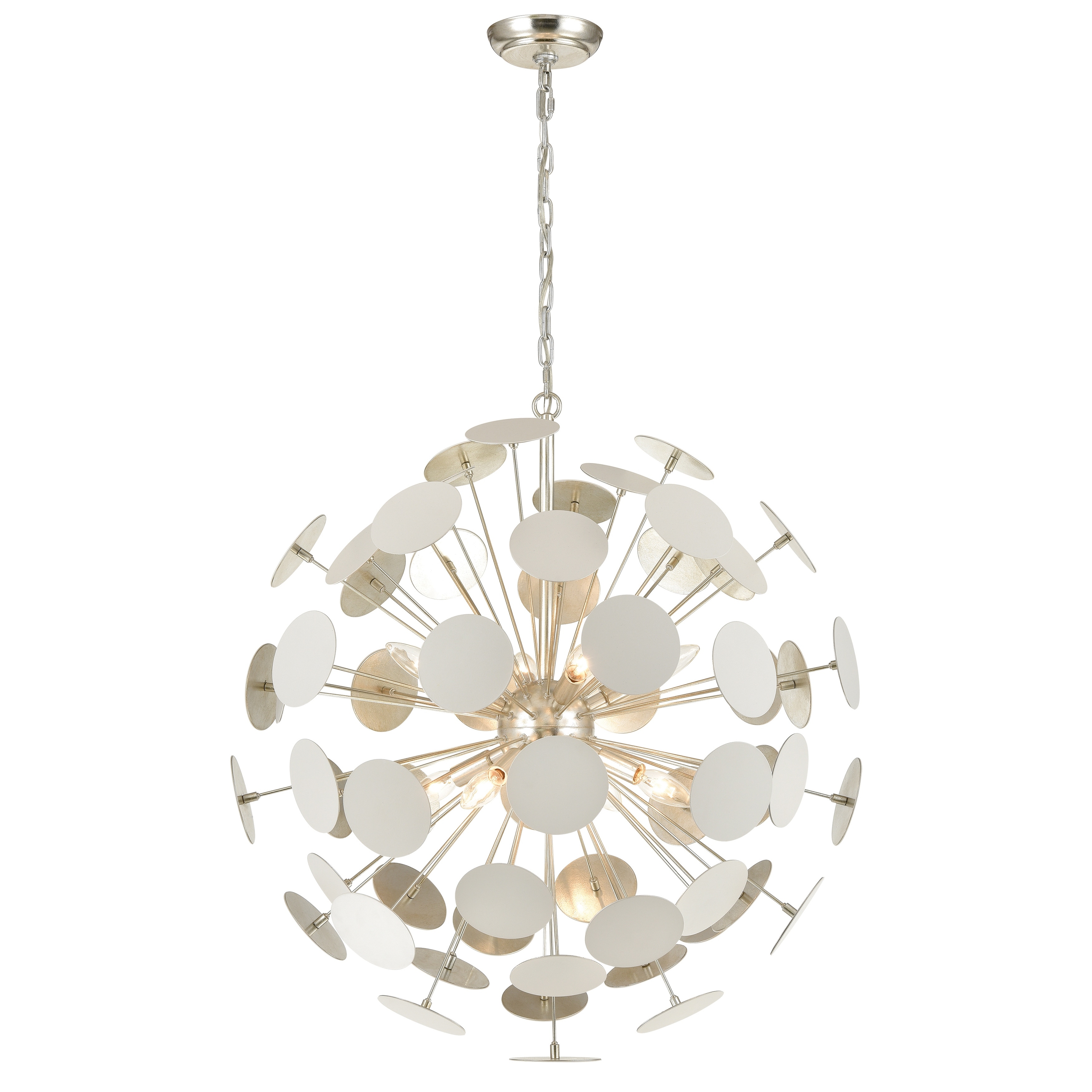 Elk Home Modish Matte White With White Metal Shade 8 Light Chandelier