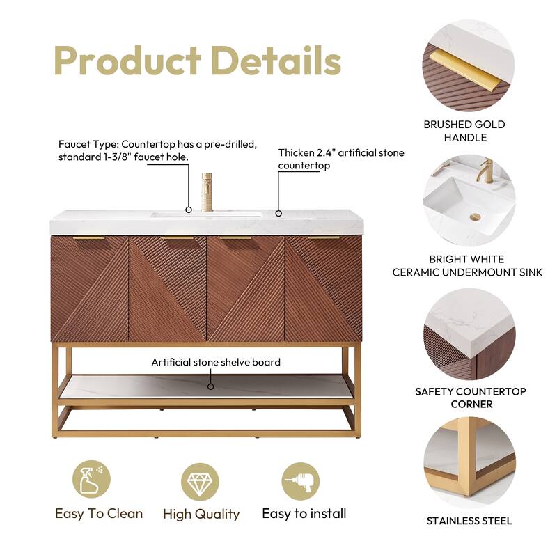 Mahon Single Bath Vanity with Composite Stone Top and Mirror