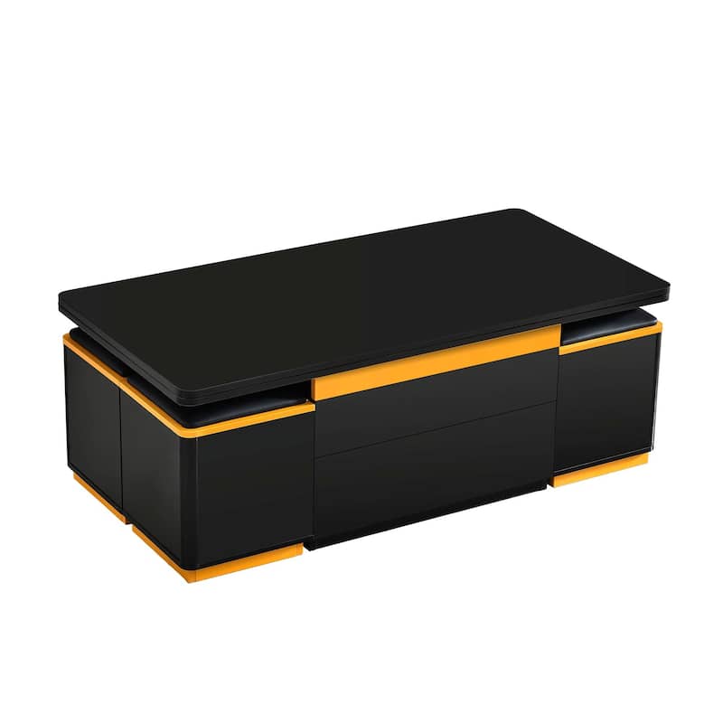 Lift-Top Coffee Table with 4 Storage Stools