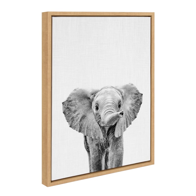 Porch & Den Simon Te Tai 'Baby Elephant' Framed Canvas by - 18x24 - Plastic - Brown