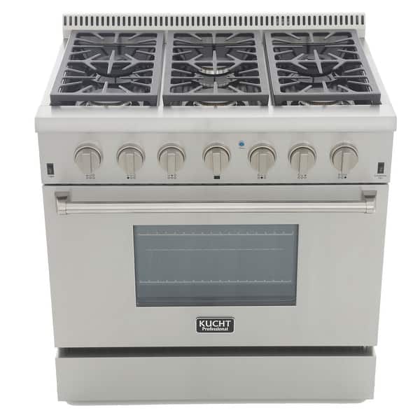 slide 2 of 28, KUCHT Professional 36 in. 5.2 cu. ft. Natural Gas Range with Sealed Burners and Convection Oven in Stainless Steel Classic Silver