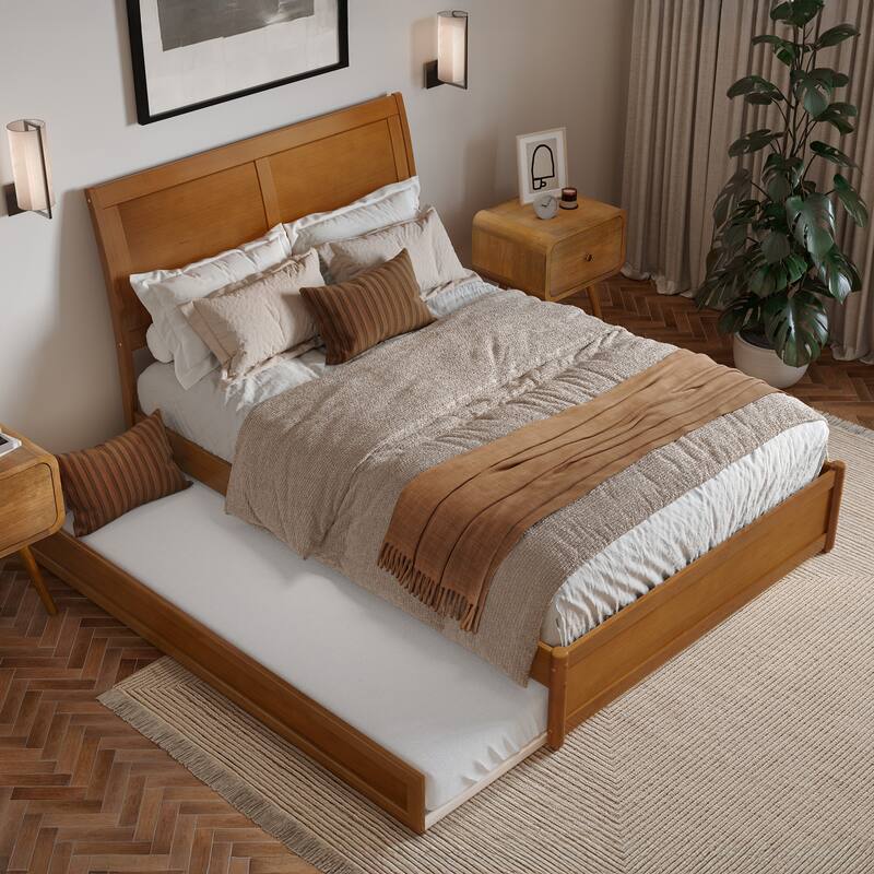 Andorra Platform Bed with Panel Footboard and Twin Trundle
