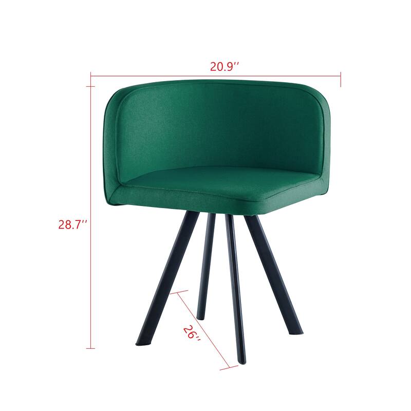 Modern 7-Piece Dining Table Set with 6 Curved Backrest Green Accent Chairs, 59" Dining Table Coffee Table