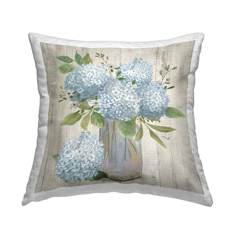 Stupell Rustic Blue Hydrangea Printed Outdoor Throw Pillow Design by Nan