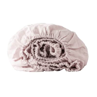 HomeRoots Champagne Pink Linen Queen Fitted sheet
